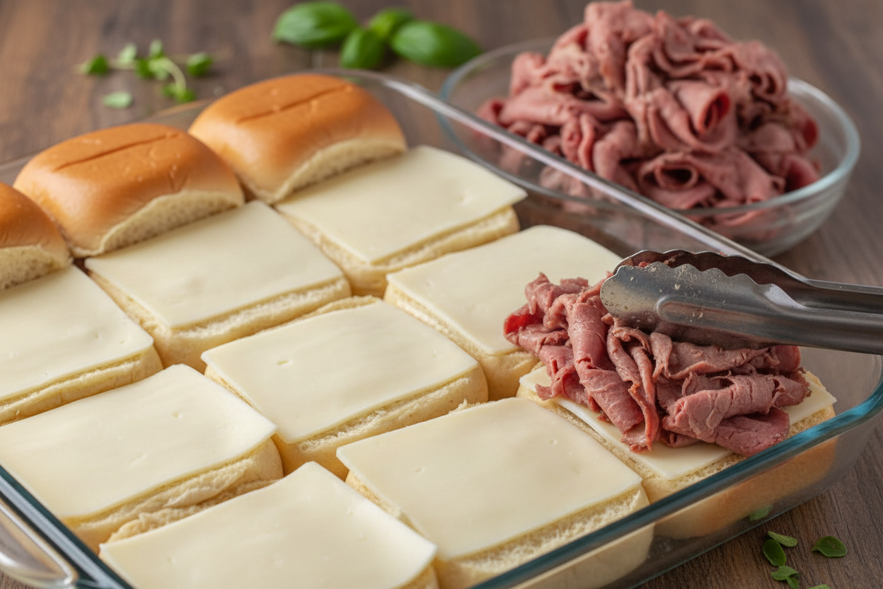 Hot Italian Beef Sliders Recipe (Easy Baked Appetizer) 2 Hot Italian Beef Sliders preparation step 1