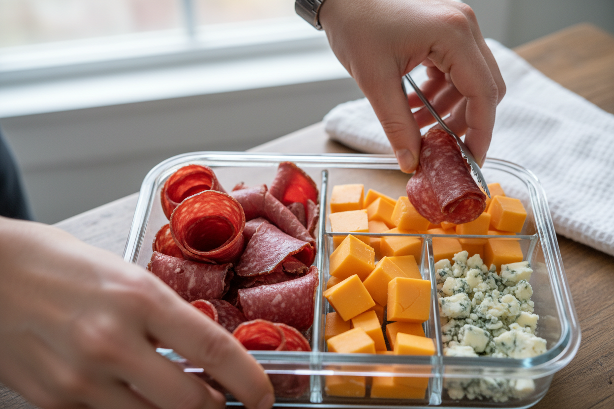 Individual Charcuterie Snack Boxes preparation step 1