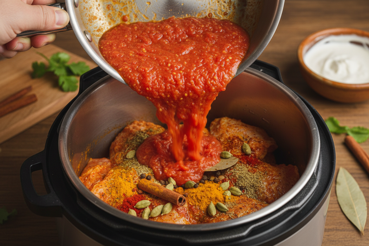 Easy Instant Pot Butter Chicken Recipe (Rich & Creamy) 3 Instant Pot Butter Chicken preparation step 2