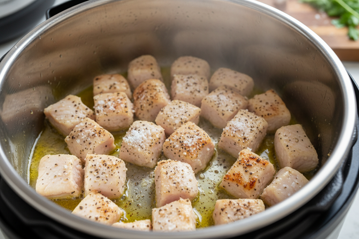 Instant Pot Creamy Chicken and Rice preparation step 1