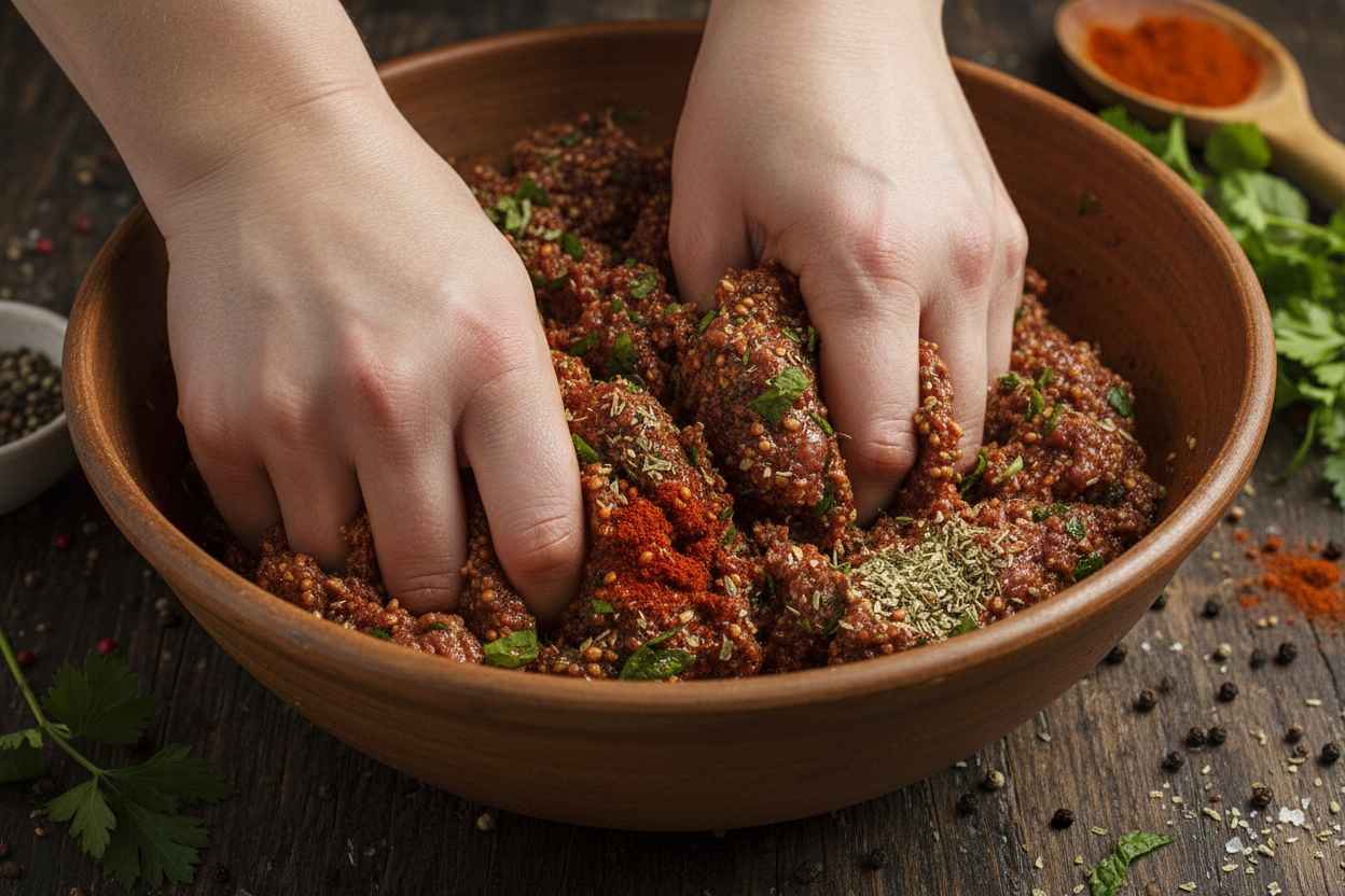 Lamb Seekh Kebabs preparation step 1