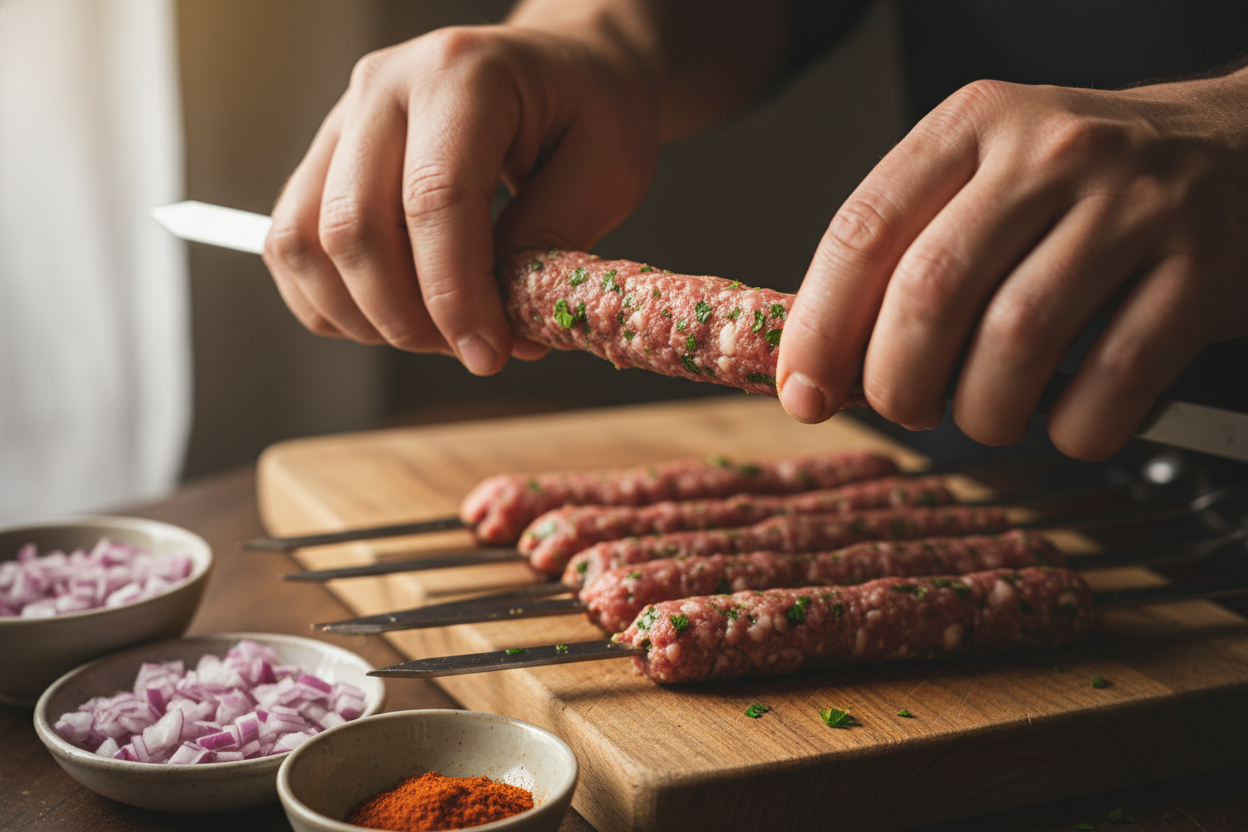 Lamb Seekh Kebabs preparation step 2
