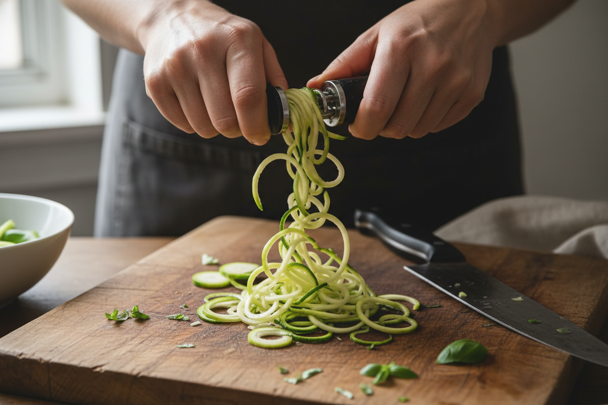 Low Carb Zucchini Noodle Spaghetti preparation step 1
