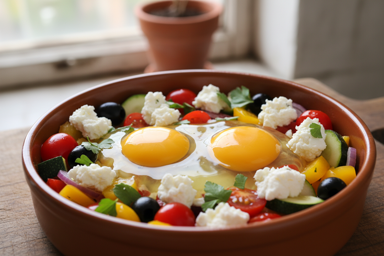 Mediterranean Baked Feta Eggs preparation step 2