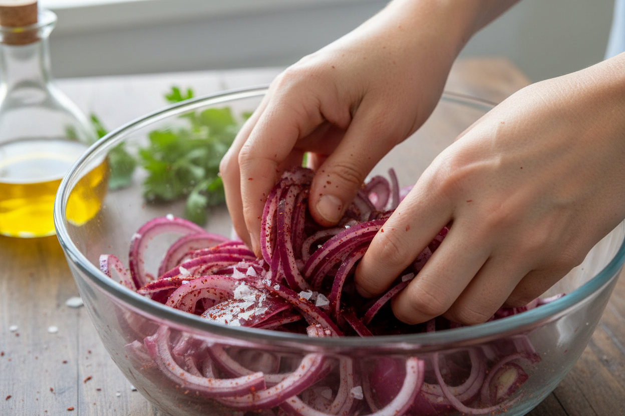 Middle Eastern Tomato and Onion Sumac Salad preparation step 1