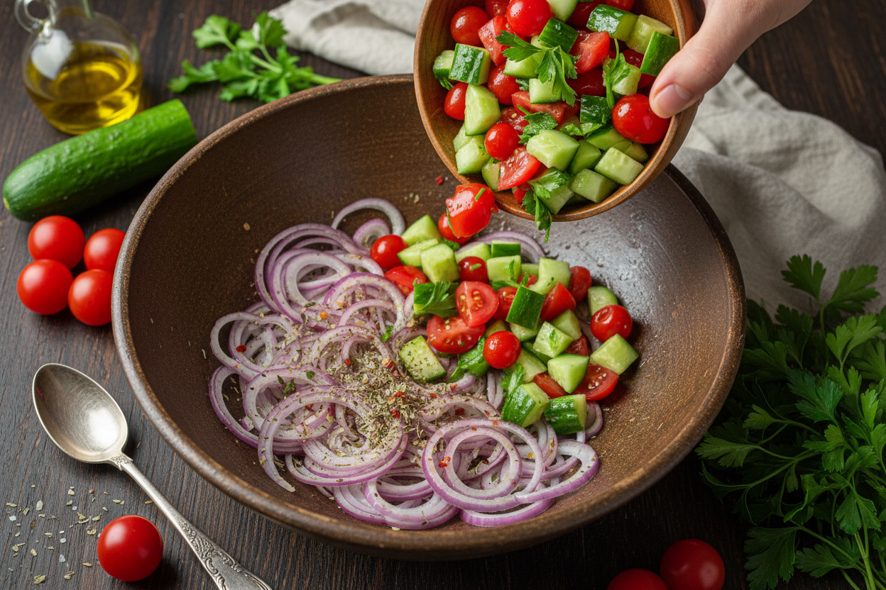 Middle Eastern Tomato and Onion Sumac Salad preparation step 2