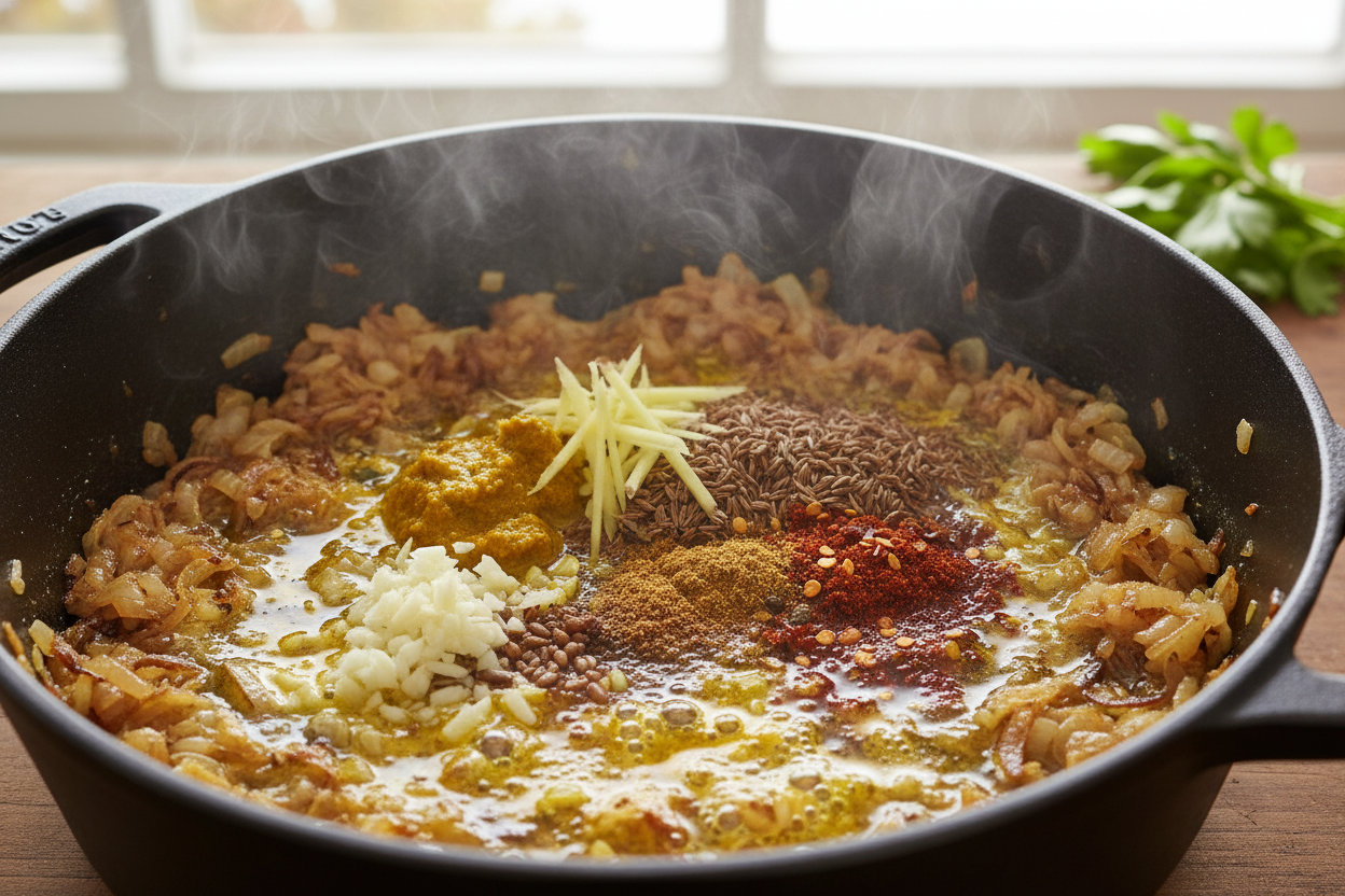 One-Pot Lentil Dahl in 30 Minutes preparation step 1