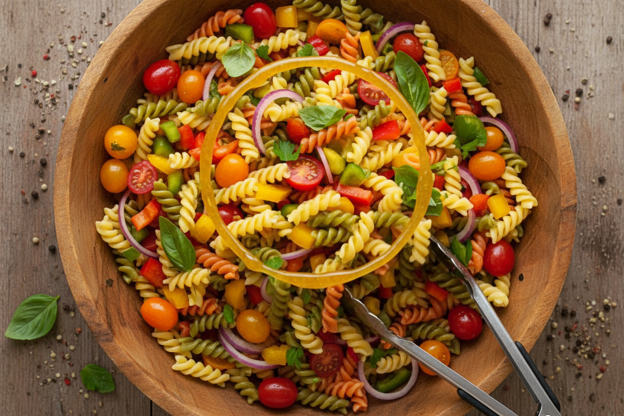 Easy Tricolor Cold Pasta Salad (Quick & Make-Ahead) 3 Pasta Salad Recipe preparation step 2