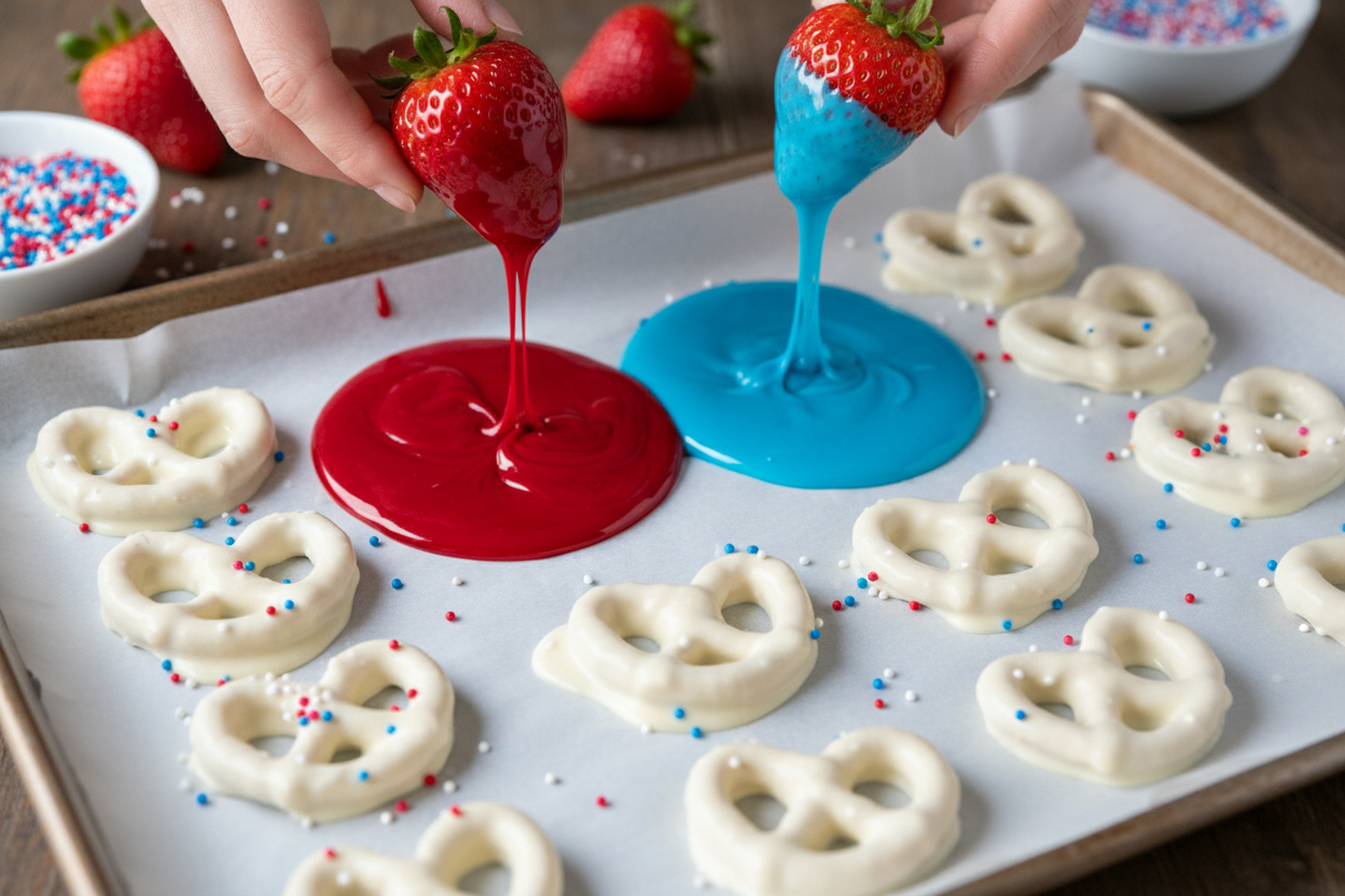 Easy Patriotic Dessert Platter: 4th of July Sweets Board 3 Patriotic Dessert Platter preparation step 2