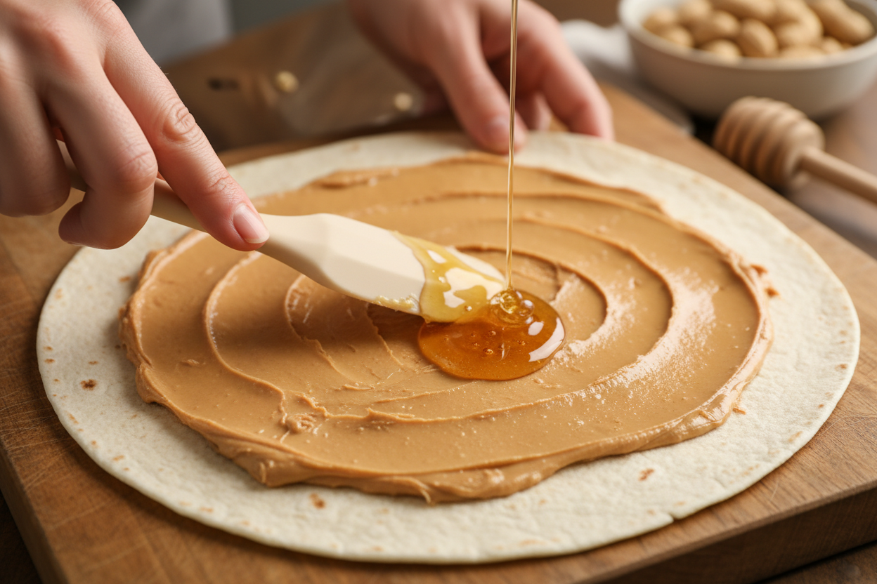 Quick & Easy Peanut Butter Banana Sushi Rolls 2 Peanut Butter Banana Sushi Rolls preparation step 1
