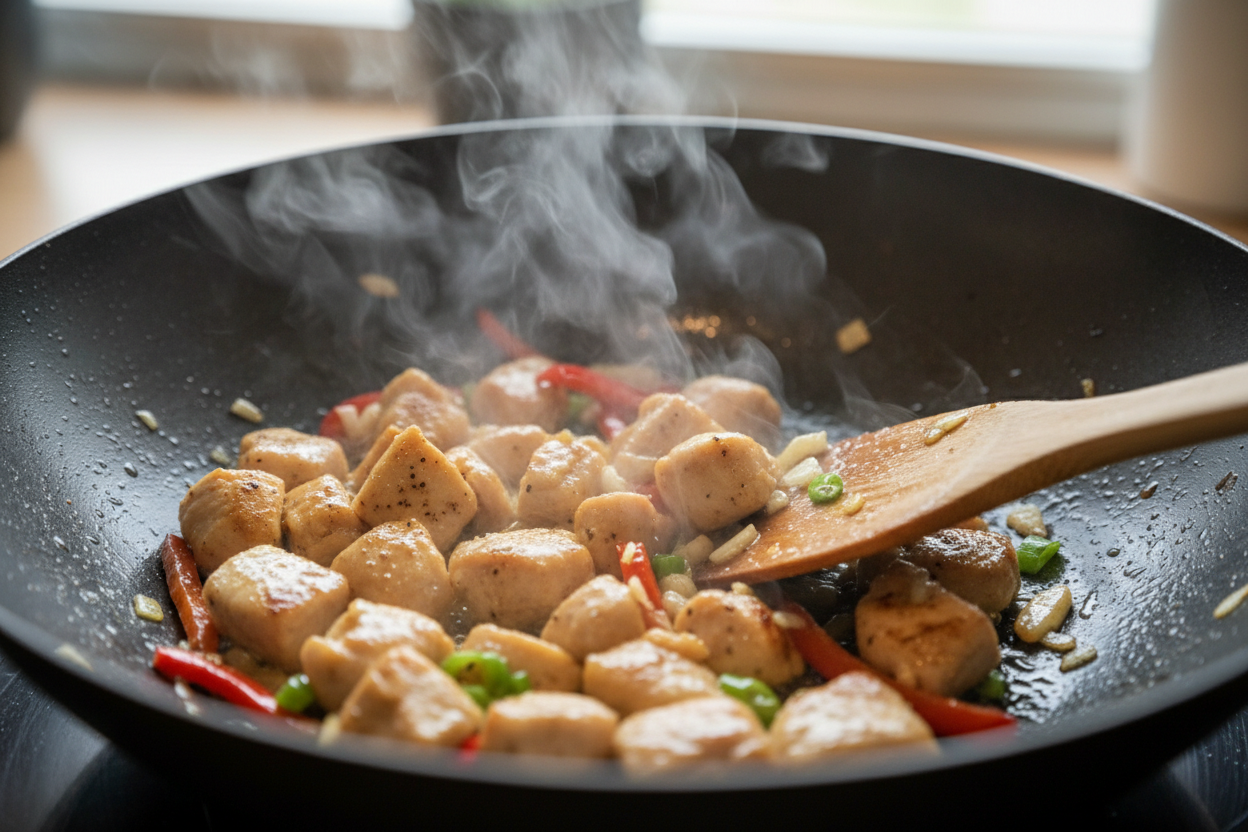 15-Minute Nutty Chicken Stir-Fry (Healthier Than Takeout!) 2 Peanut Butter Chicken preparation step 1