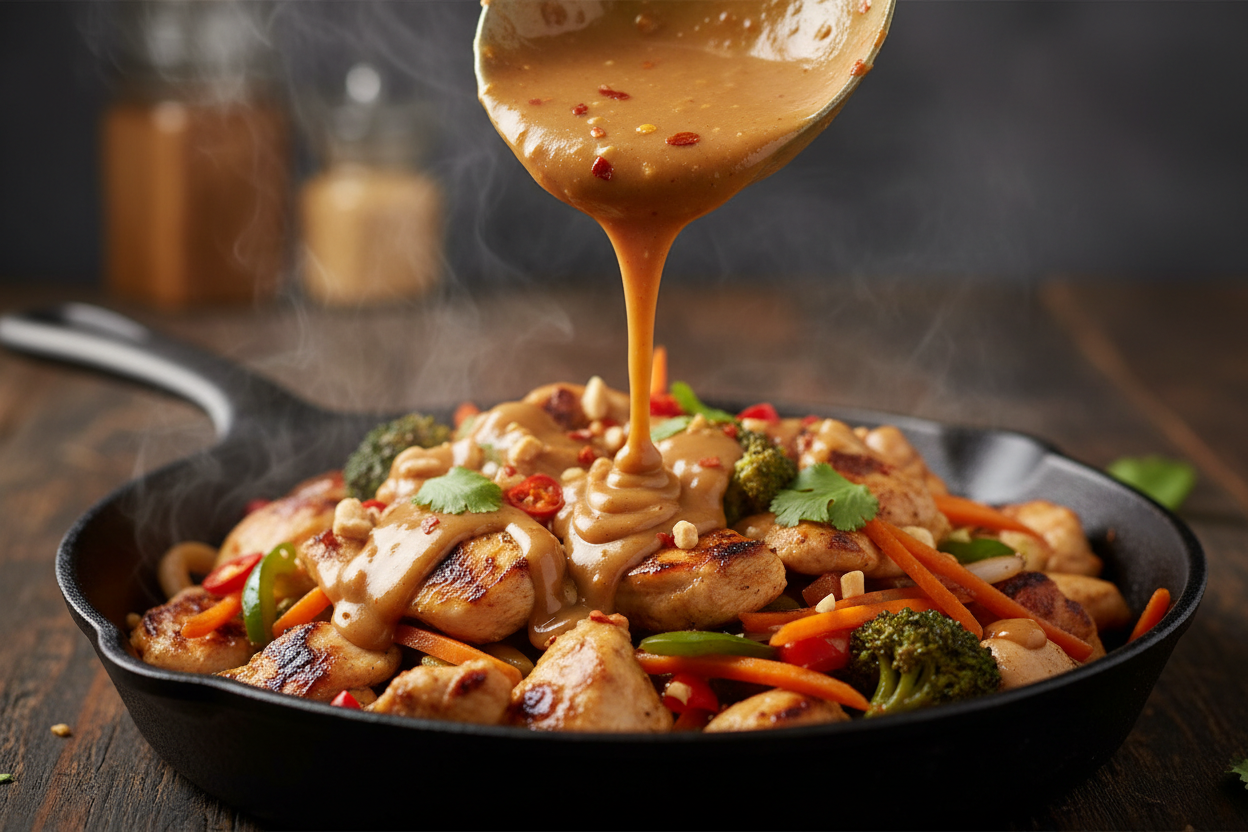 15-Minute Nutty Chicken Stir-Fry (Healthier Than Takeout!) 3 Peanut Butter Chicken preparation step 2