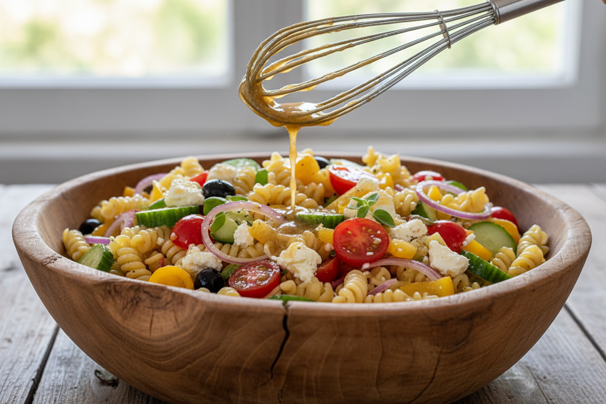Quick High Protein Greek Pasta Salad preparation step 2