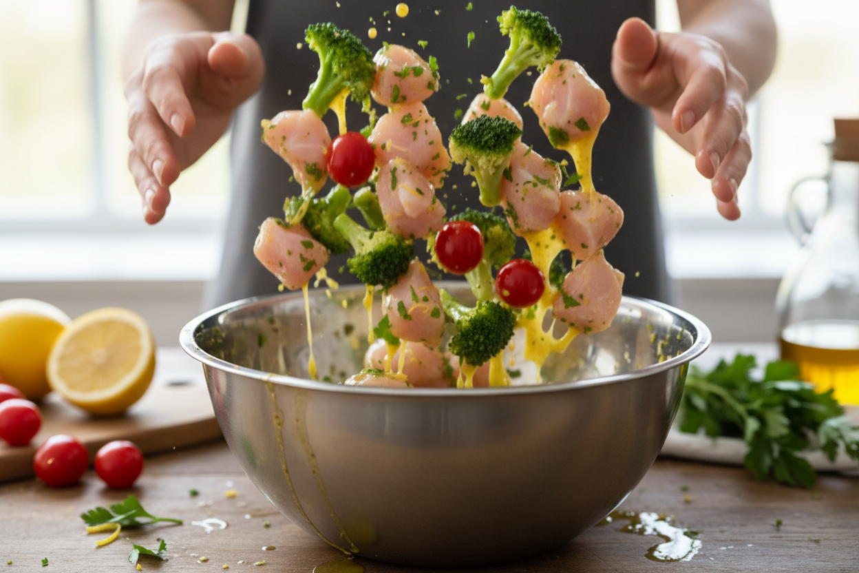 Easy Sheet Pan Lemon Herb Chicken & Vegetables 2 Sheet Pan Lemon Herb Chicken and Vegetables preparation step 1
