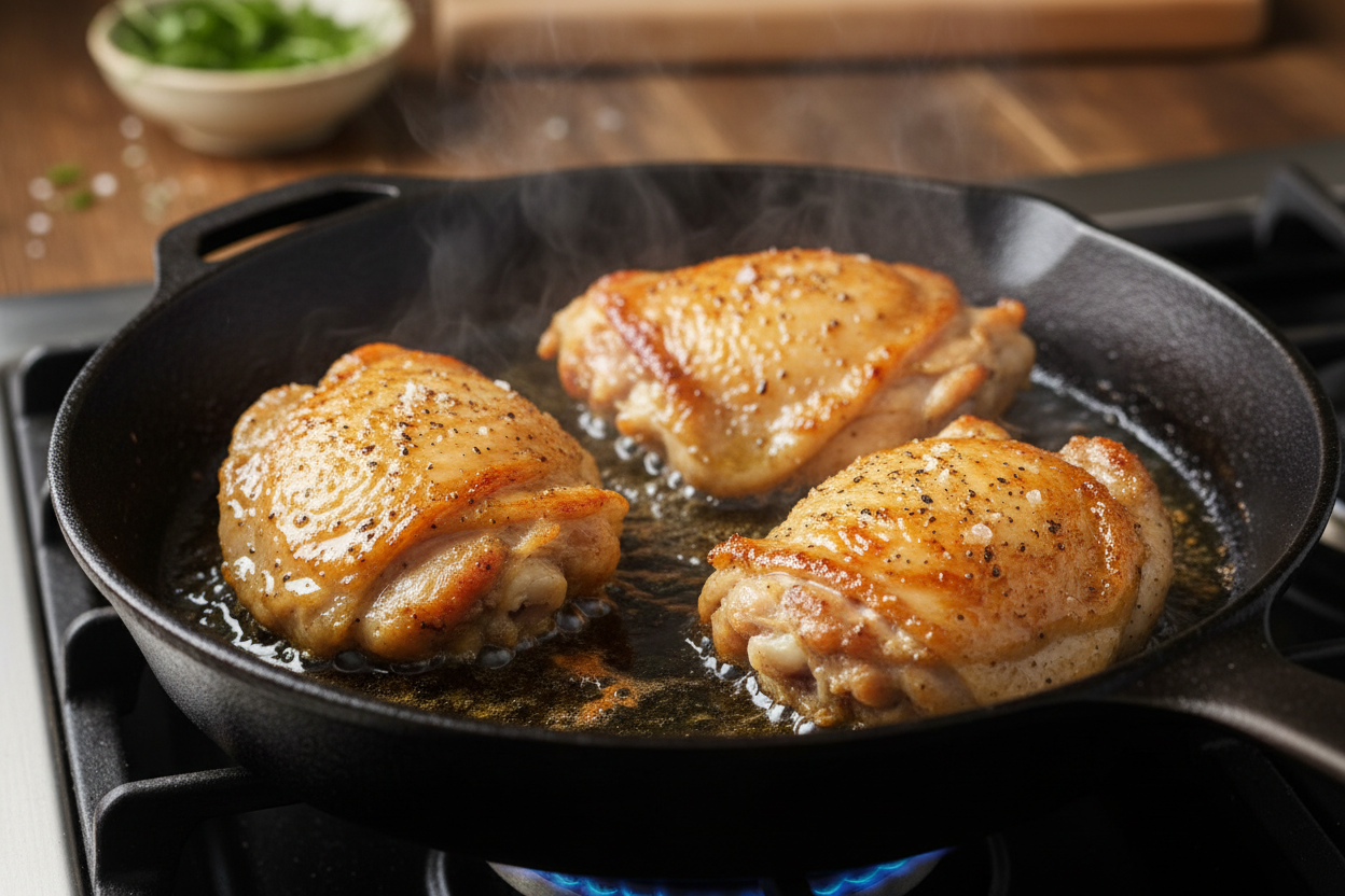 Skillet Bang Bang Chicken Thighs (Quick 30-Minute Recipe) 3 Skillet Bang Bang Chicken Thighs preparation step 2