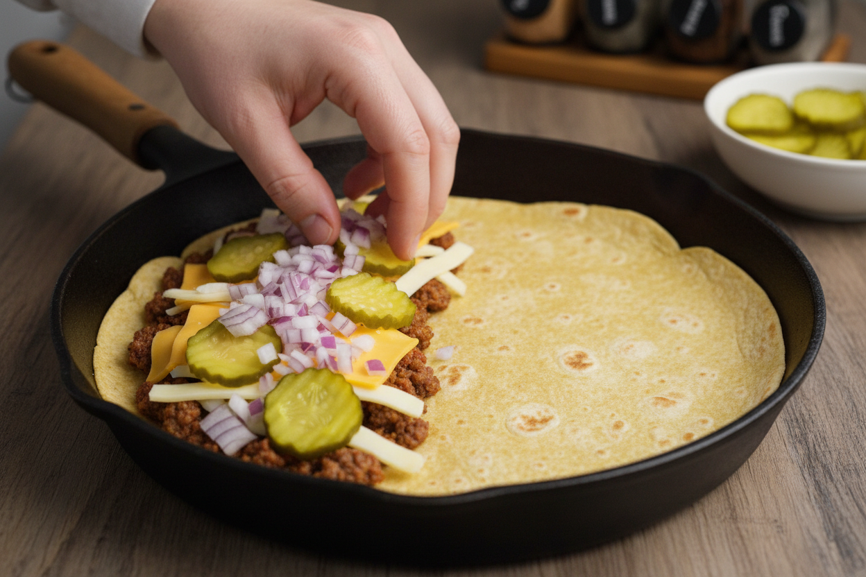 Crispy Smashburger Quesadillas: Fast Dinner Recipe 3 Smashburger Quesadillas - The Ultimate Comfort Food preparation step 2