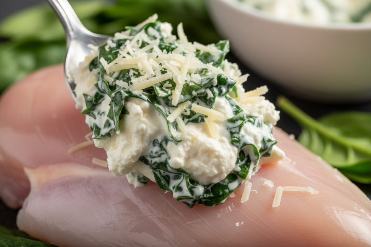 Healthy Baked Spinach Stuffed Chicken Breasts (Low Carb) 3 Spinach Stuffed Chicken Breasts preparation step 2