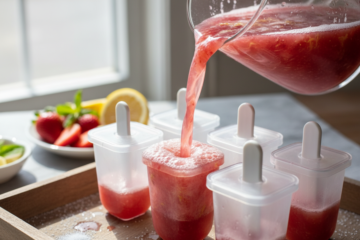 3-Ingredient Frozen Strawberry Lemon Popsicles 3 Strawberry Lemonade preparation step 2