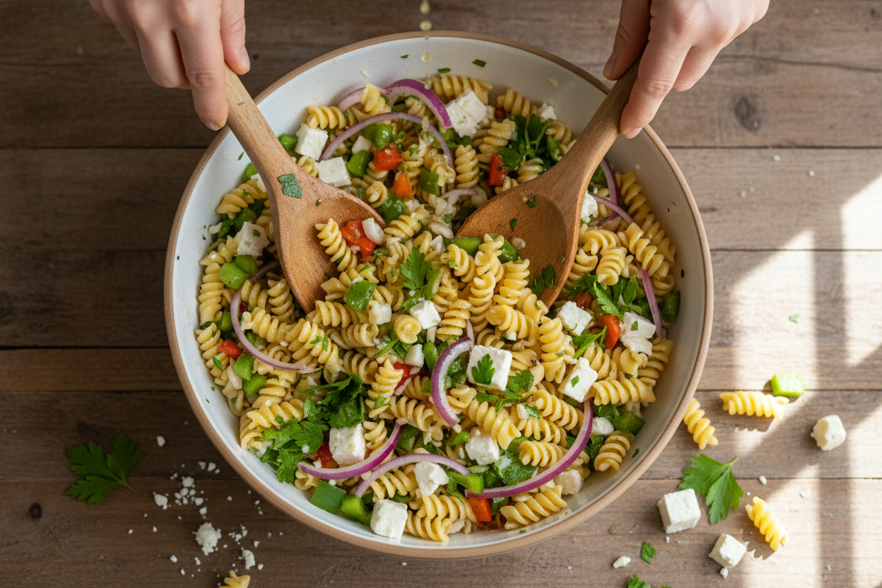 Zesty Cold Pasta Salad with Italian Dressing (Easy Recipe) 2 The Best Pasta Salad With Italian Dressing preparation step 2
