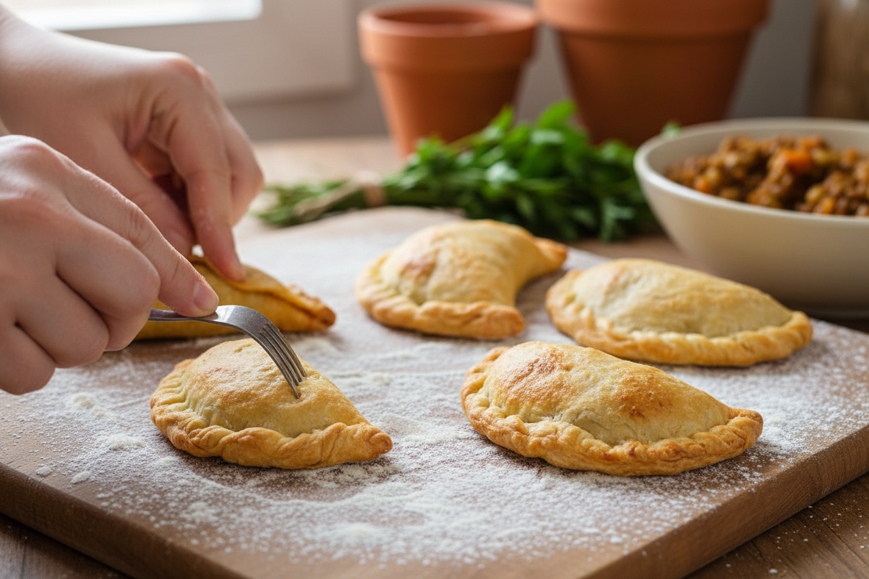 Plant-Based Lentil Empanadas with Chimichurri (Easy Recipe) 2 Vegan Lentil Empanadas Recipe with Veggie Filling & Chimichurri preparation step 1
