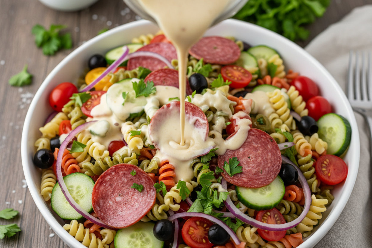Zesty Italian Pasta Salad Inspired by Olive Garden preparation step 2