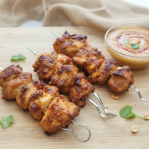 Spicy Air Fryer Peanut Butter Chicken Skewers (Satay)
