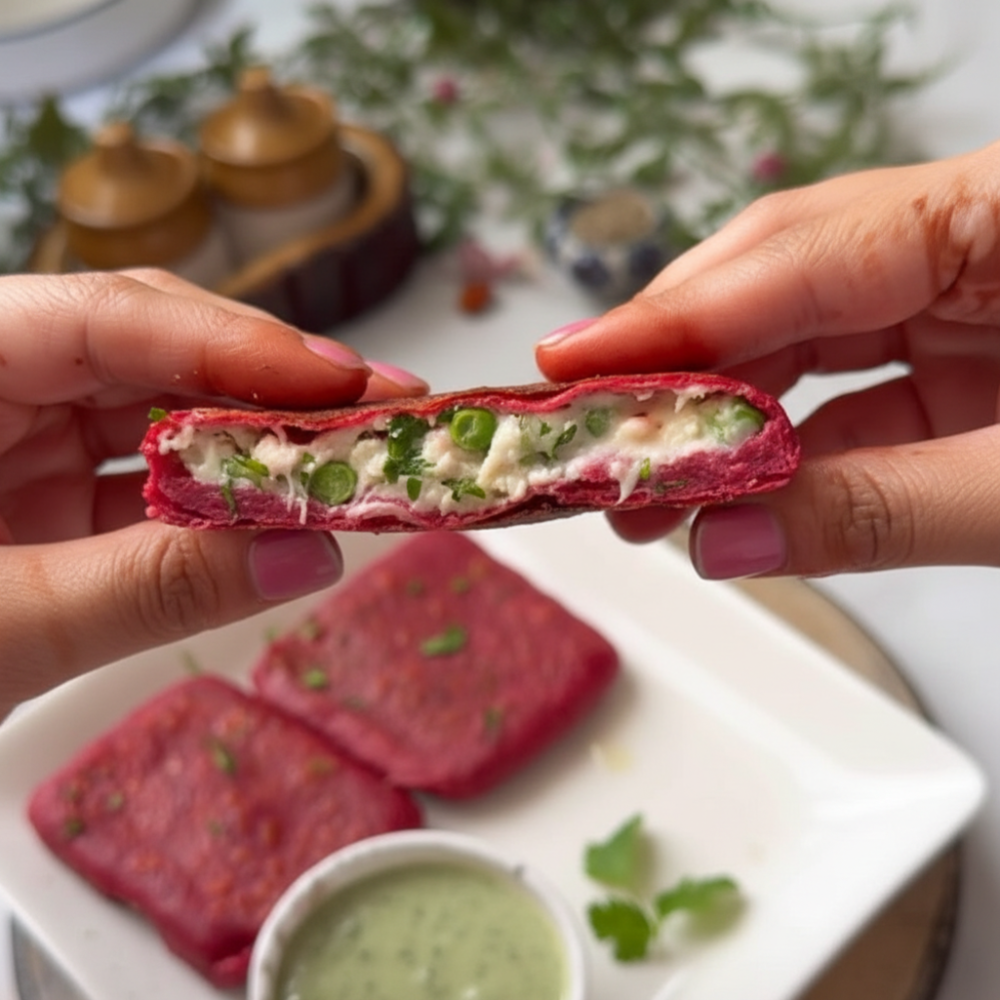 Crisp & Healthy Beetroot Paneer Lifafa (Lunchbox Recipe)