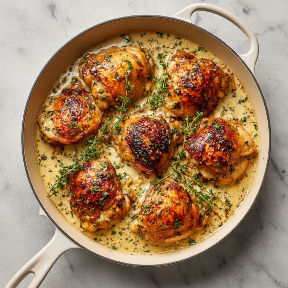 Creamy Garlic Chicken Thighs: A 45-Minute Skillet Dinner 1 Creamy Garlic Chicken Thighs: A 45-Minute Skillet Dinner