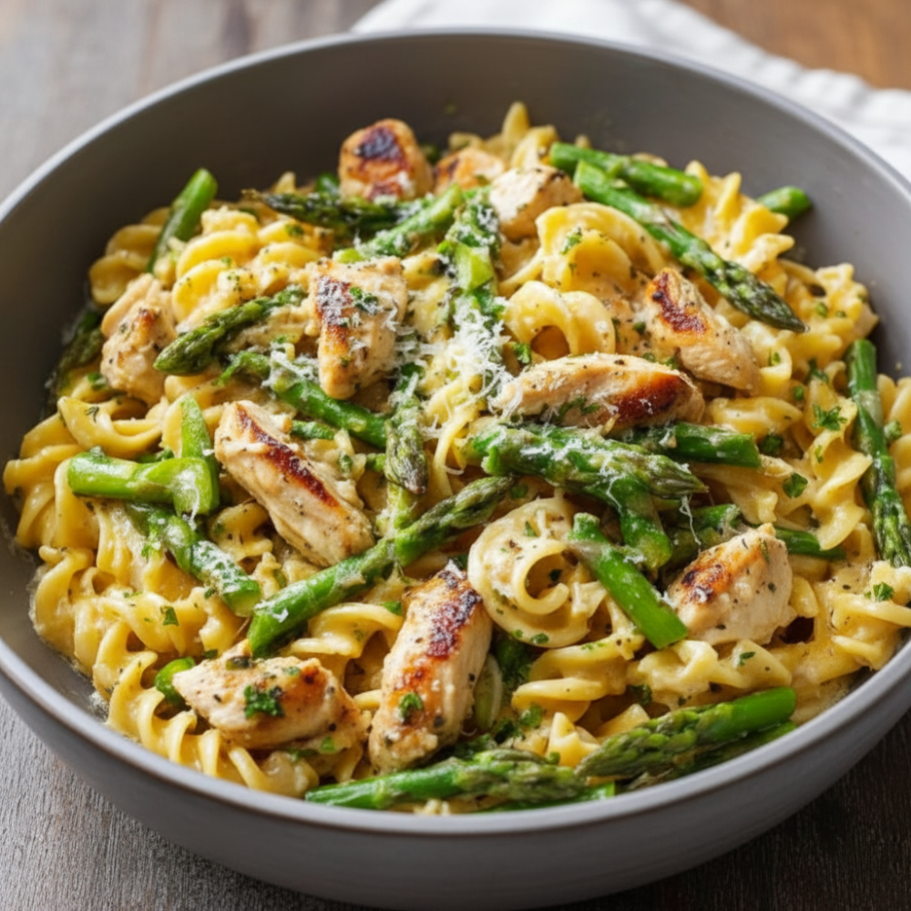 Creamy Chicken Asparagus Pasta Recipe (Quick & Easy)