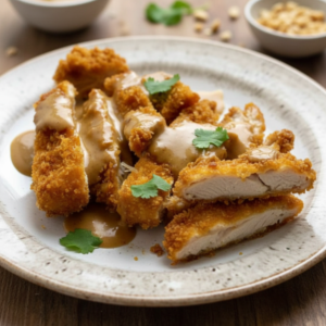 Crispy Takeout-Style Chicken with Rich Peanut Sauce