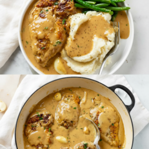 Garlic Skillet Chicken Cutlets in Cream Sauce