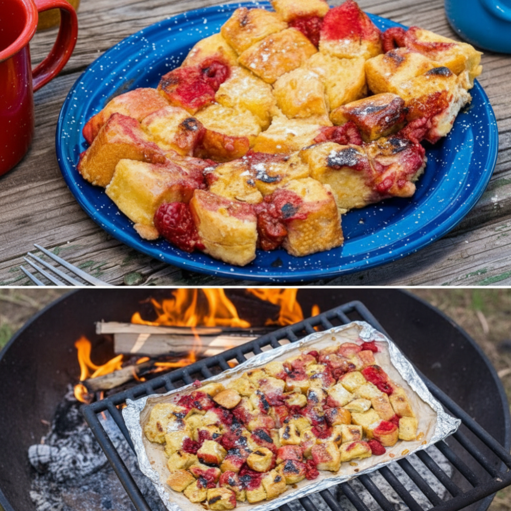 Campfire Raspberry Foil Packet French Toast | Easy Bake 1 Campfire Raspberry Foil Packet French Toast | Easy Bake