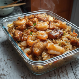 Homemade Japanese Steakhouse Chicken and Shrimp Fried Rice