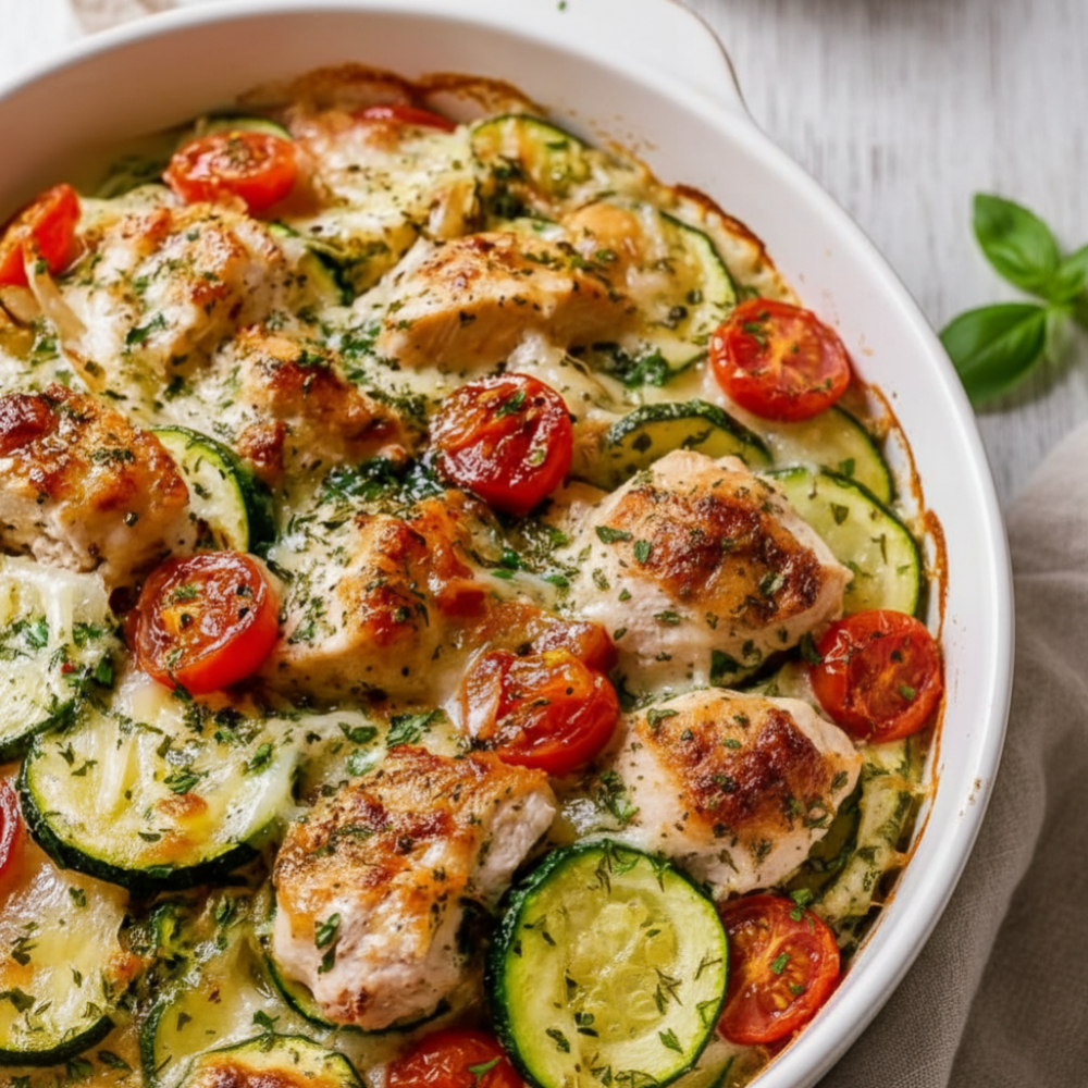 Healthy Mediterranean Chicken Zucchini Bake Recipe 1 Healthy Mediterranean Chicken Zucchini Bake Recipe