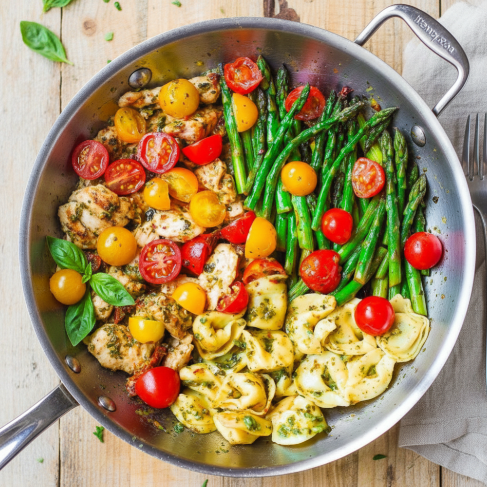 1-Pan Pesto Chicken & Tortellini (Easy Summer Skillet)