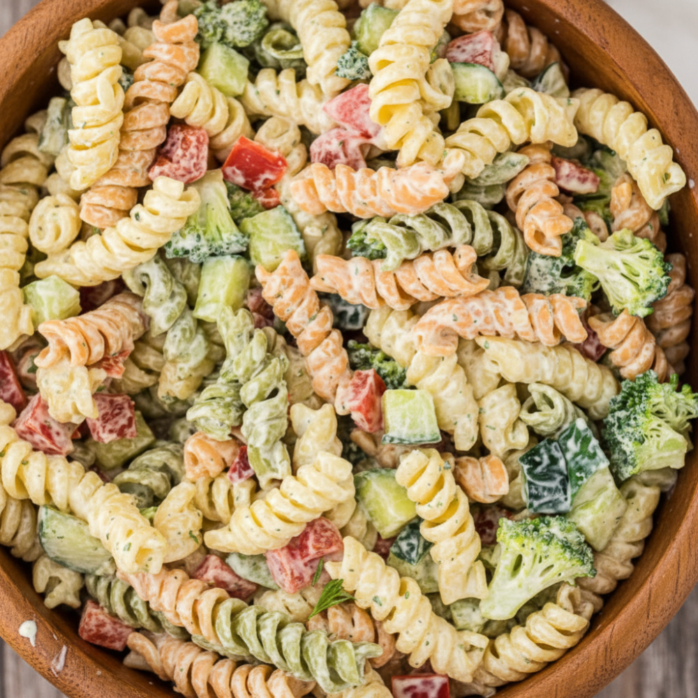 Creamy Tri-Color Rotini and Vegetable Side Dish Recipe