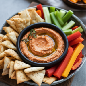 Smoky Roasted Bell Pepper Dip Recipe & Crudité Platter