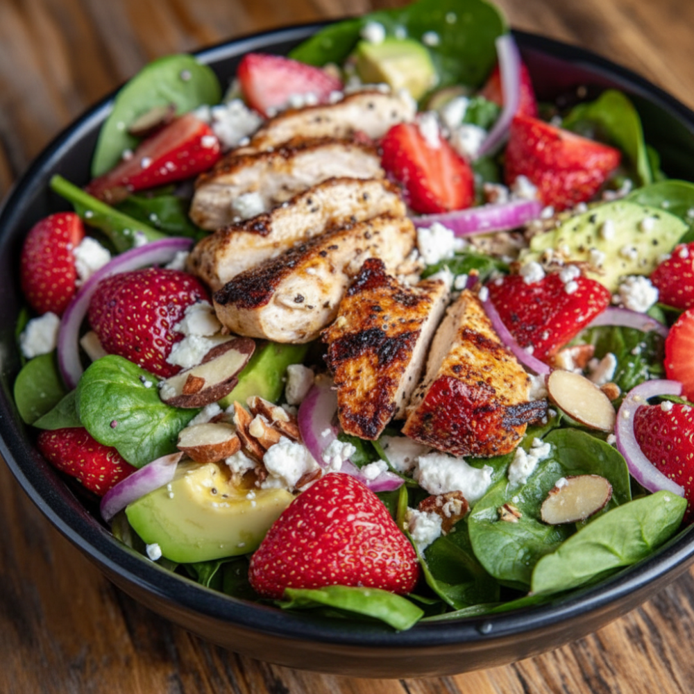 Fresh Grilled Chicken Strawberry Spinach Salad Recipe