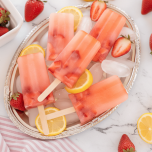 3-Ingredient Frozen Strawberry Lemon Popsicles 4 3-Ingredient Frozen Strawberry Lemon Popsicles