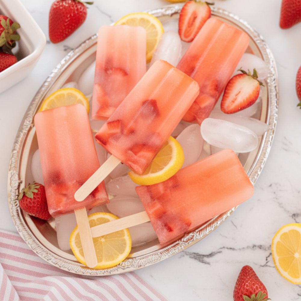3-Ingredient Frozen Strawberry Lemon Popsicles 1 3-Ingredient Frozen Strawberry Lemon Popsicles