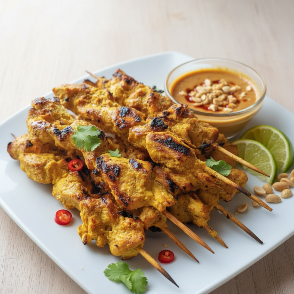 Juicy Authentic Thai Chicken Satay with Homemade Peanut Sauce