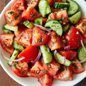 Refreshing Tomato Cucumber Salad Recipe (Italian Dressing) 2 Refreshing Tomato Cucumber Salad Recipe (Italian Dressing)