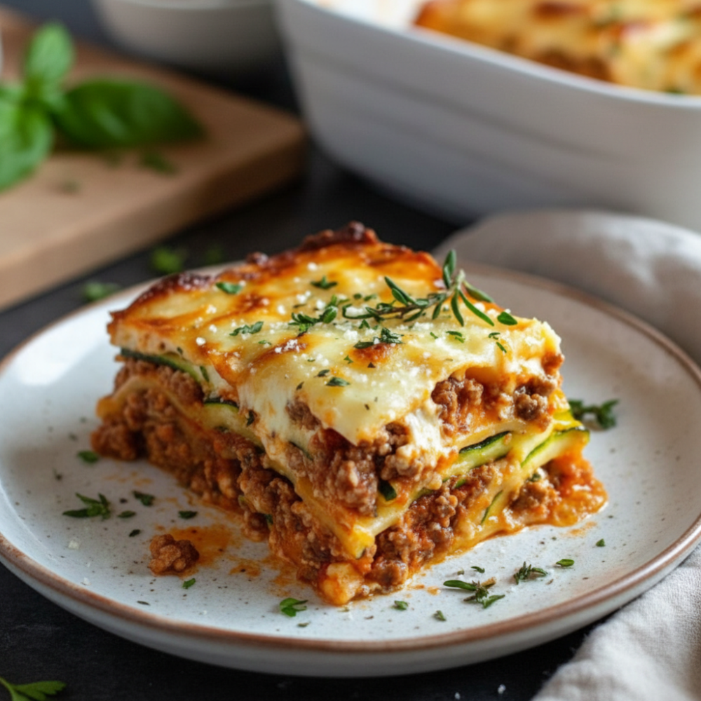 Healthy Zucchini Lasagna with Ground Turkey (Low Carb)