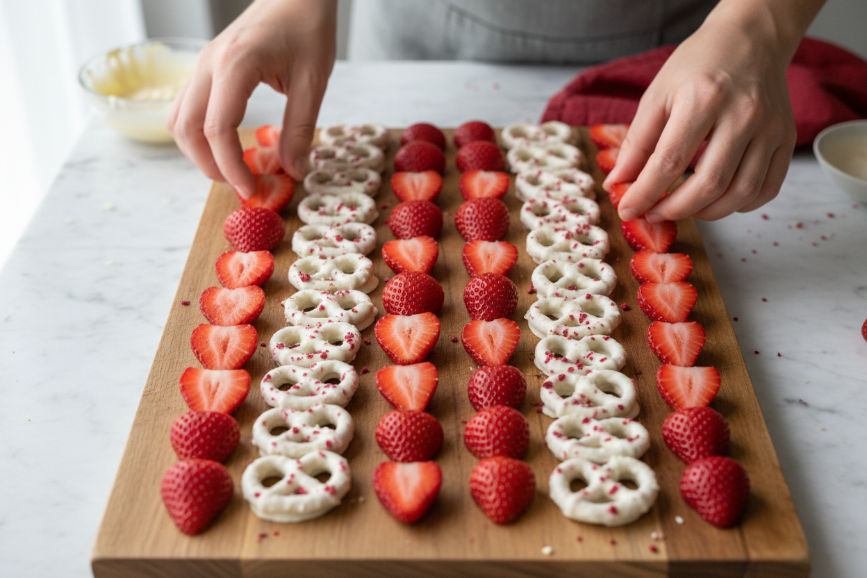 4th of July American Flag Fruit Platter preparation step 1