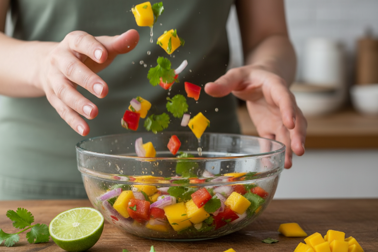 Baja Fish Tacos with Mango Salsa preparation step 1