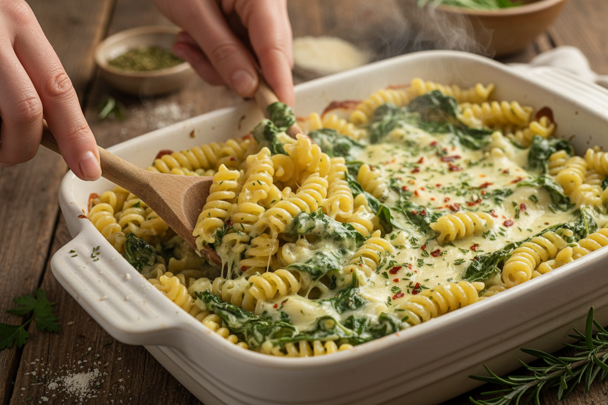 Baked Boursin Pasta Recipe with Tomatoes and Spinach 3 Baked Boursin Cheese Pasta preparation step 2