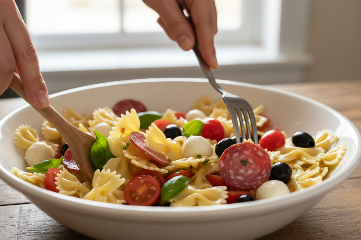 Beef Salami Farfalle Pasta Salad for Large Gatherings 2 Best Summer Salads for a Crowd preparation step 1