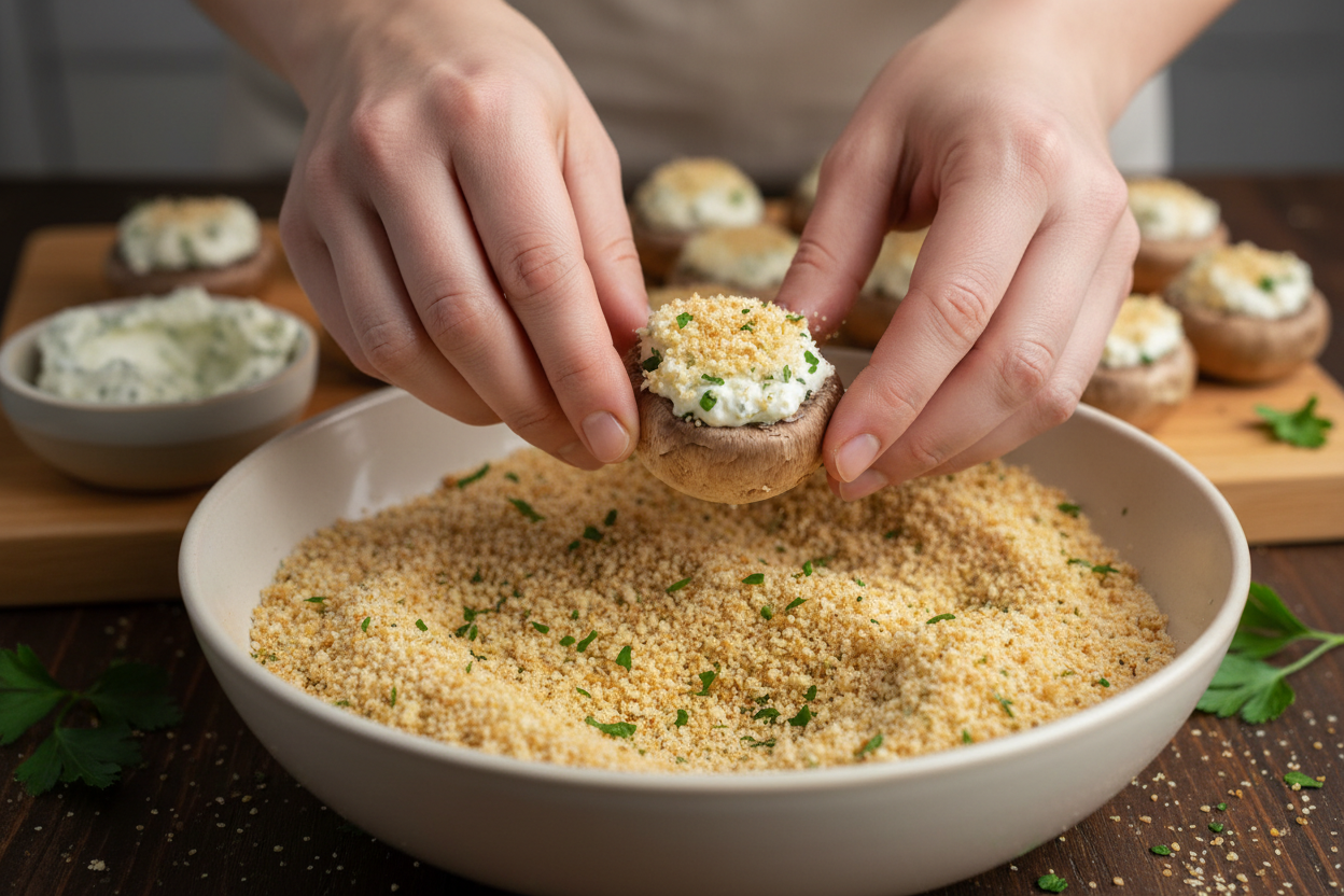Boursin Stuffed Mushrooms preparation step 1
