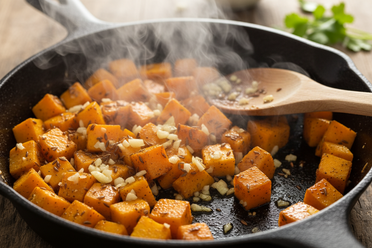 Butternut Squash and Black Bean Enchilada Skillet preparation step 1