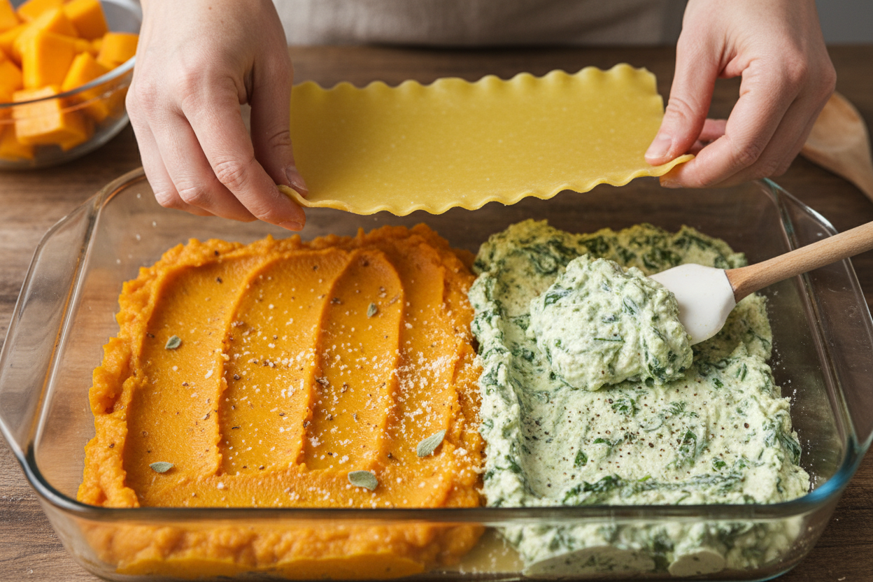 Hearty Beef and Winter Squash Layered Pasta Recipe 2 Butternut Squash and Spinach Lasagna preparation step 1